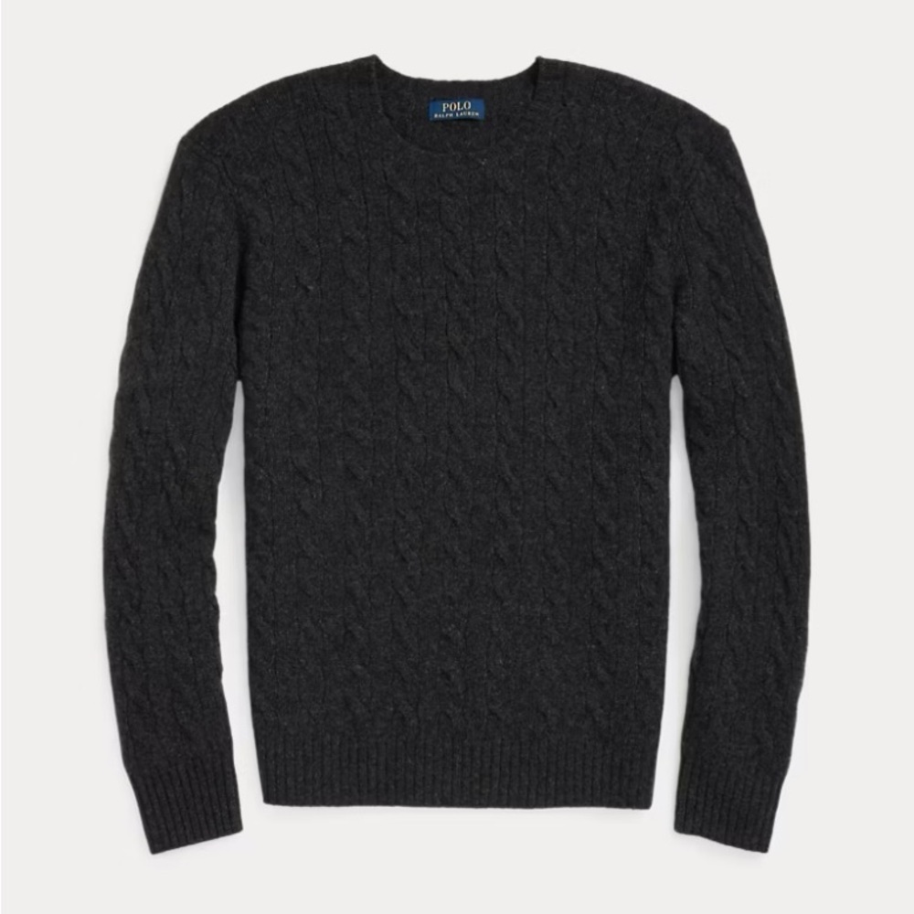 Polo Ralph Lauren Men’s Cable-Knit Wool-Cashmere Sweater Black XXL Quiet Luxury